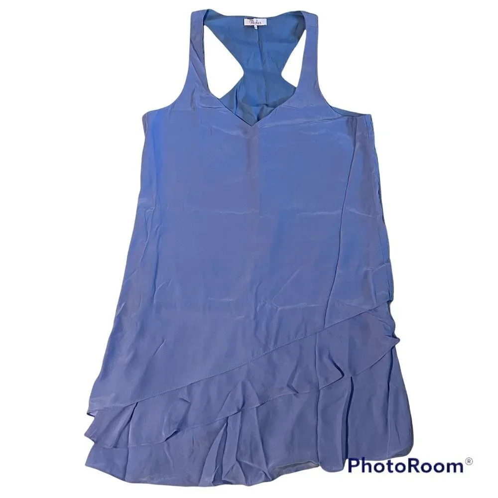 Parker Periwinkle Eve Layered Silk Dress - M - Picture 3 of 5